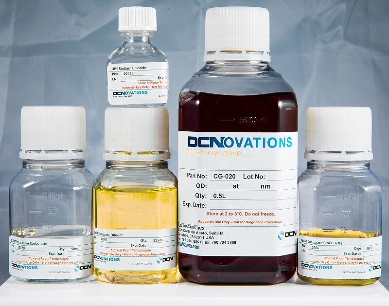 Colloidal Gold Conjugation Kit 2 point of care testing,POC testing, point-of-care testing, rapid diagnostics, rapid diagnostic, lateral flow, lateral flow assay, infectious disease diagnostic testing, what is a diagnostic test?, what is a rapid diagnostic test?, what is a lateral flow test?, dcn dx, dcn diagnostics, brendan o'farrell, rapid diagnostic test, what is a rapid diagnostic, what is lateral flow, point-of-need testing, immunoassay, sample collection, sample prep, microfluidics, lateral flow test, DCNovations colloidal gold conjugation